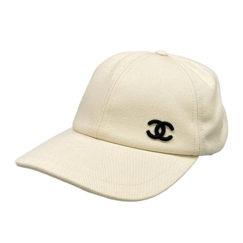 Chanel Cream Black Cotton Hat #364377C13B